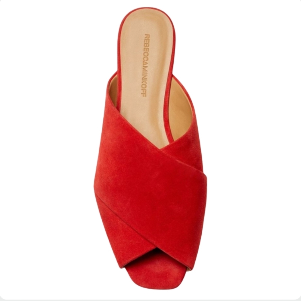 Rebecca Minkoff Anden Red Suede Crossover Slide Sandals Size 6.5